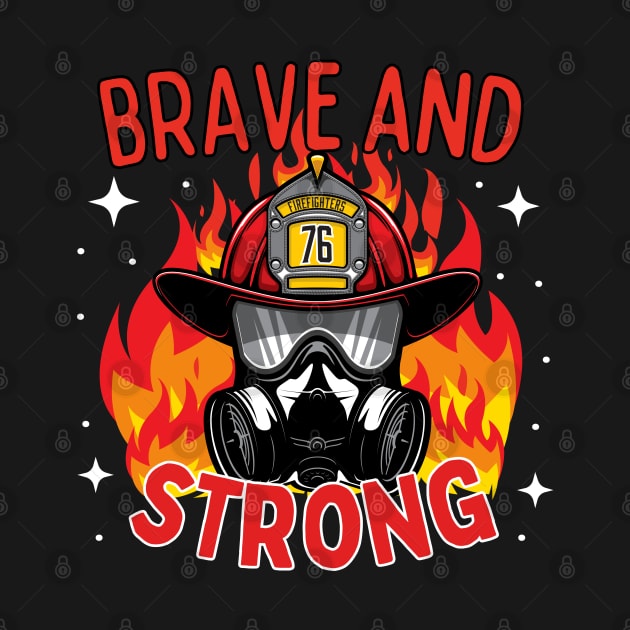 Firefighters Flaming Helmet Brave and Strong by Annabelhut