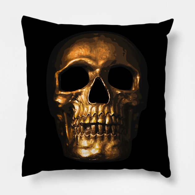 Golden Skull Pillow by Jennifer