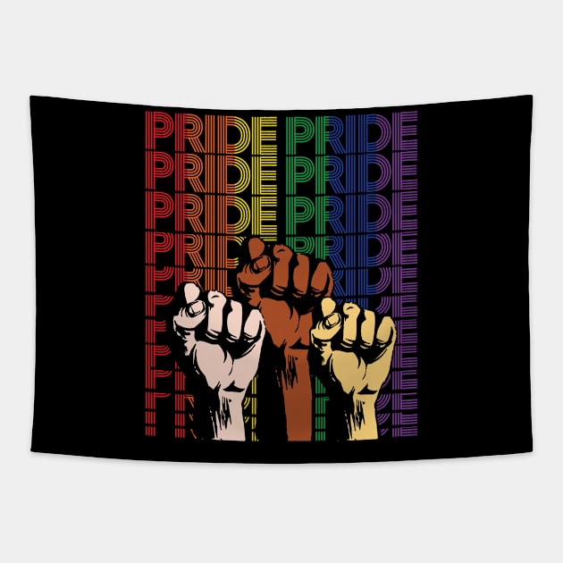 Pride LGBT Strong Hand Gay Rainbow Gift Tapestry by Lones Eiless