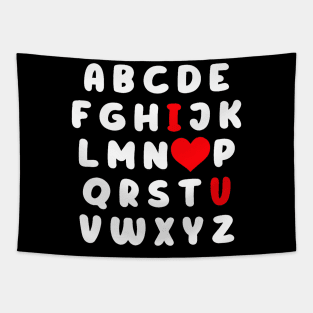 ABC Alphabet I Love You English Teacher Valentines Day Tapestry