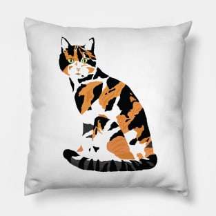 Calico cat sitting Pillow