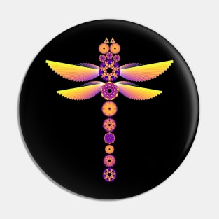 Mandala Dragonfly | Neon Plasma Flames Yellow Red Blue Pin