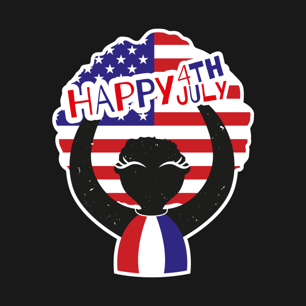 Happy 4th of July, Afro girl t-shirt by Riczdodo