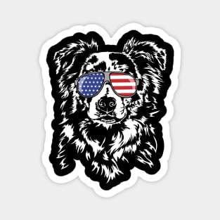 Proud Border Collie American Flag sunglasses Magnet