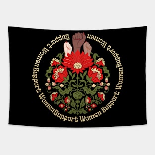 Support Women - Feminist Fist Floral Tapestry