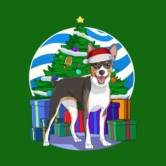 Rat Terrier Dog Cute Santa Christmas Gift by Noseking