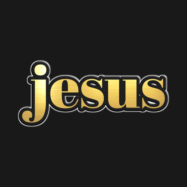 Shiny black and Gold JESUS word ver12 - Gold - T-Shirt | TeePublic