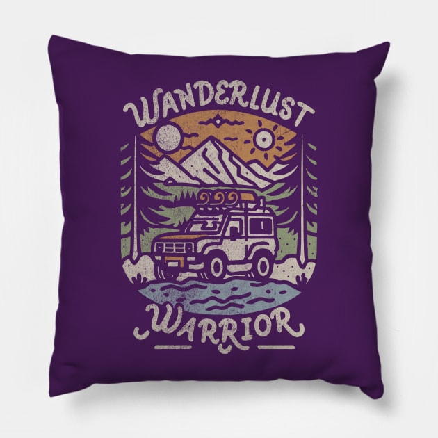 4x4 Wanderlust Warrior Pillow by Tees For UR DAY