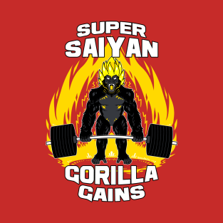 Super saiyan gorilla gains (white text) T-Shirt