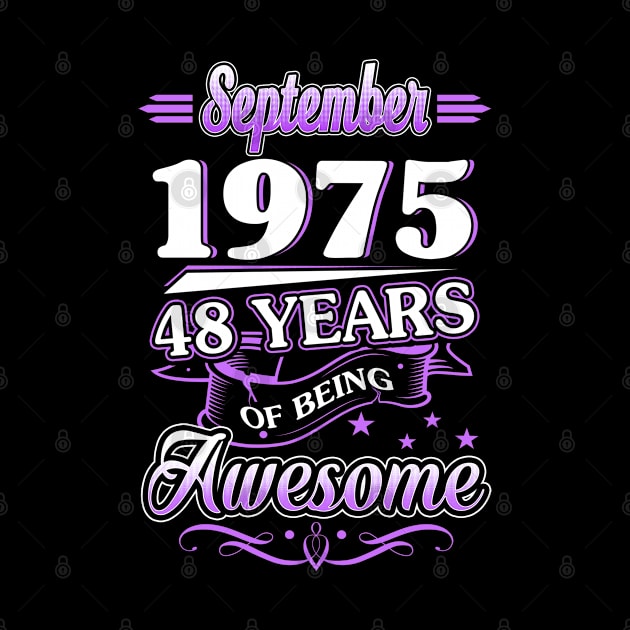 September 1975 48 Years Of Being Awesome 48th Birthday Gift by besttee