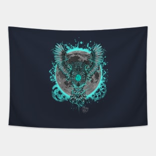 Steampunk Robot Owl Silver Tapestry