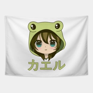 Kawaii Frog Girl Anime Tapestry