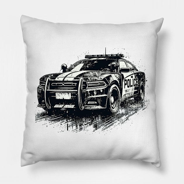 Police car Pillow by Vehicles-Art