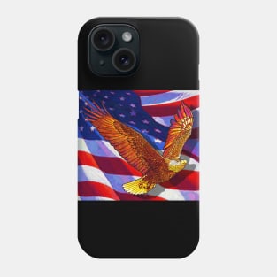 American Eagle and the American  flag flying Phone Case