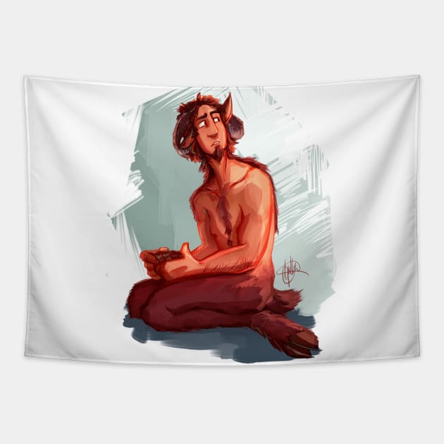 Shy Satyr Tapestry by CrossRoadArt