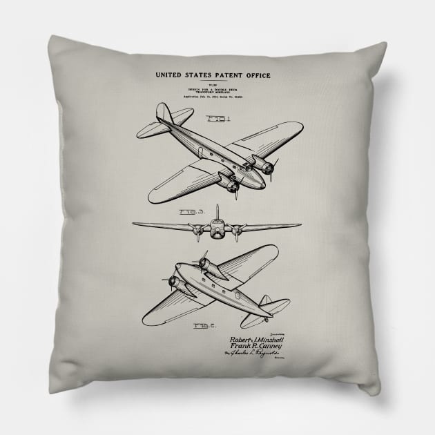 Airplane Pilot Gift - 1834 Boeing 247 Patent Pillow by MadebyDesign