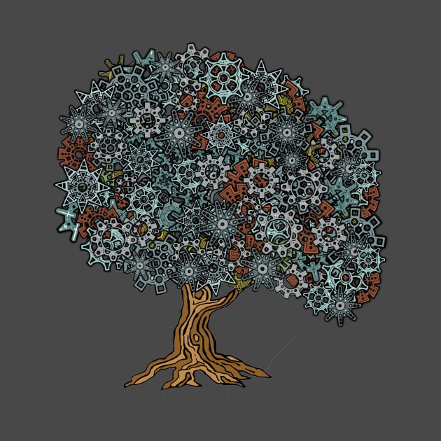 STEAMPUNK TREE whose leaves are actually gears by WinstonsSpaceJunk