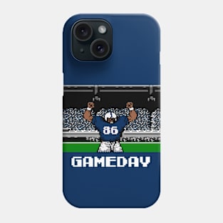 Blue and White Football Gameday Retro 8 Bit Linebacker Phone Case