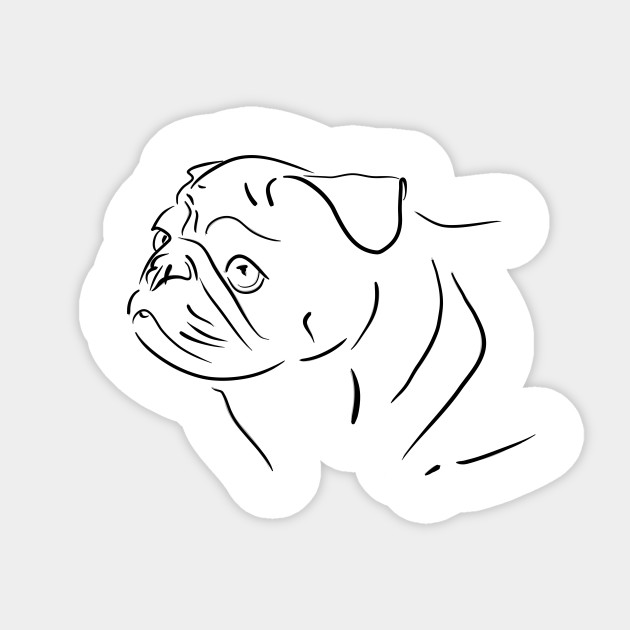 Pug Dog Line Drawing Pug Aufkleber Teepublic De
