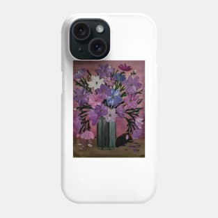 mixed pink and purple flowers in a vase Phone Case