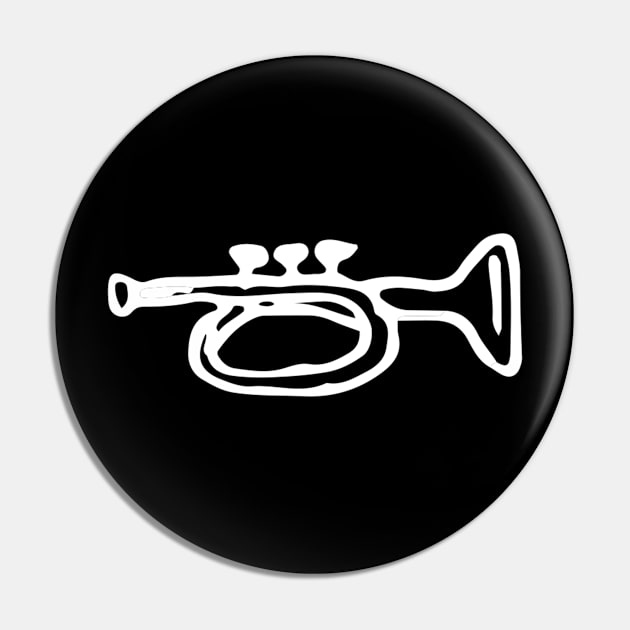 Trumpet Doodle White Pin by Mijumi Doodles