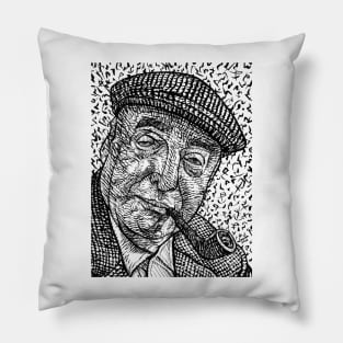 PABLO NERUDA ink portrait Pillow