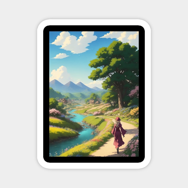 Medieval Landscape and Girl Magnet by Jackson Lester