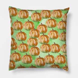 Autumn Harvest Watercolor Pumpkin Pattern Pillow