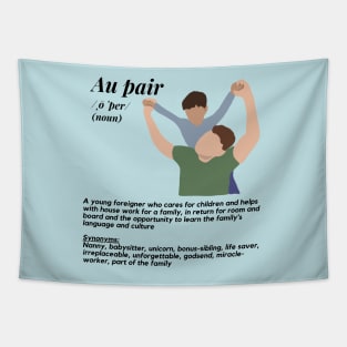 Au pair definition- blue male Tapestry