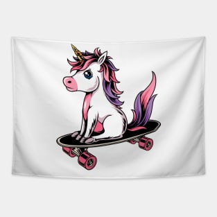 Skateboarder Unicorn Girl Woman Cute Skater Skate Tapestry