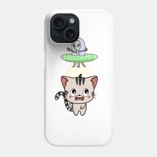 Funny tabby cat is being abducted by aliens Phone Case