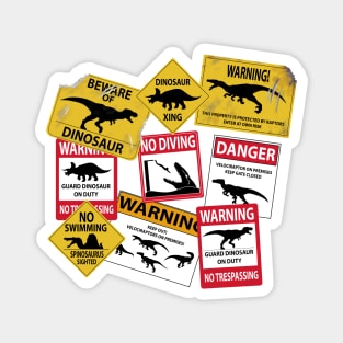 Dinosaur Caution Signs Magnet