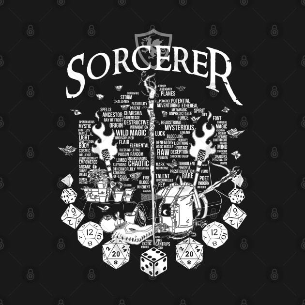 Disover RPG Class Series: Sorcerer - White Version - Sorcerer - T-Shirt