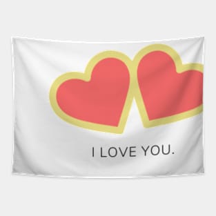 I love you twin hearts yellow Tapestry