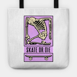 Skeleton Skate or Die (light pink bg) Tote