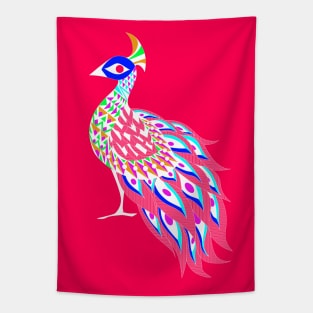 rainbow shining phoenix peacock ecopop pattern Tapestry