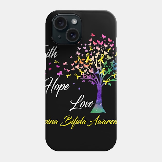 Faith Hope Love Spina Bifida Awareness Support Spina Bifida Warrior Gifts Phone Case by ThePassion99