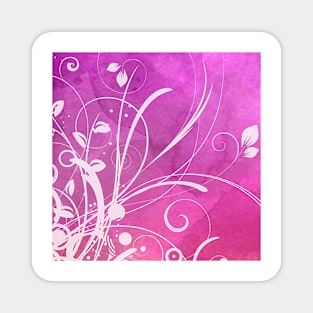 Abstract Floral Art Pink White Magnet