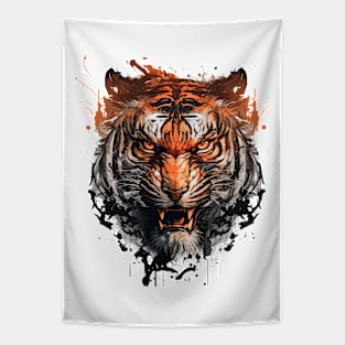 Tiger Portrait Animal Painting Wildlife Outdoors Adventure Tapestry