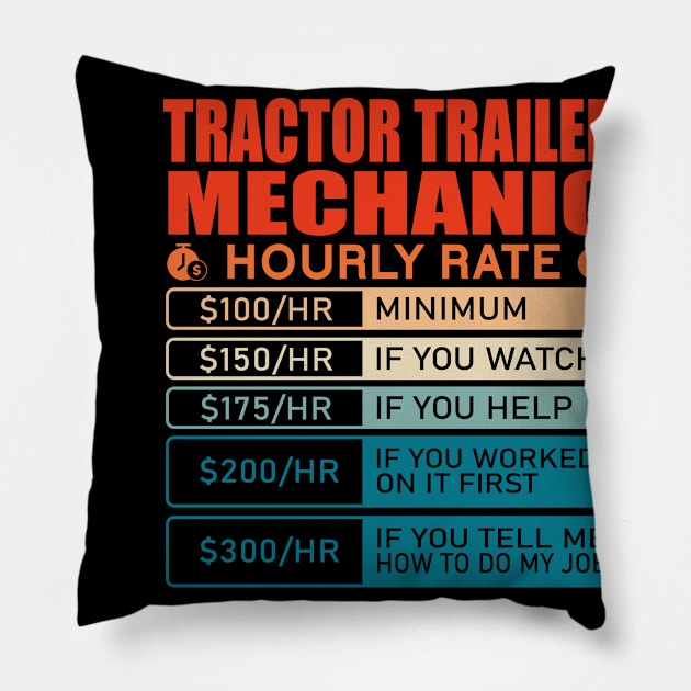 Tractor Trailer Mechanic Hourly Rate Pillow by YvonneSimmons