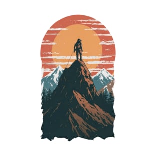 A lone mountaineer scaling a towering peak,adventure T-Shirt