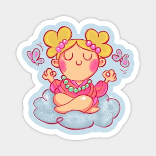 Zen girl on a dream cloud meditation Magnet