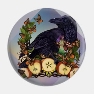 Enchanted Fantasy Raven and Faery Pin