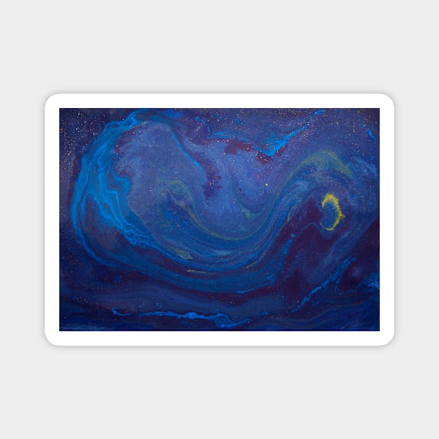 Navy Blue Starry Night Watercolor Painting Magnet by NewburyBoutique