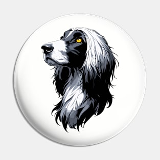 Stunning and Cool Afghan Hound Monochrome and Gold Portrait for Father's Day Pin