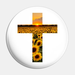 Sunflower Field Sunset Cross Pin