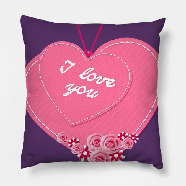 I love you with two hearts Pillow by Alina