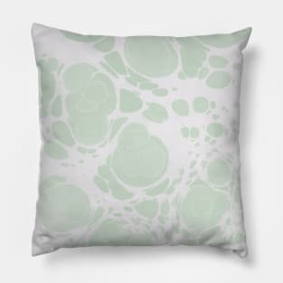 Ebru Paper Marbling Pastel Green Paint Spill Bubbles Pillow