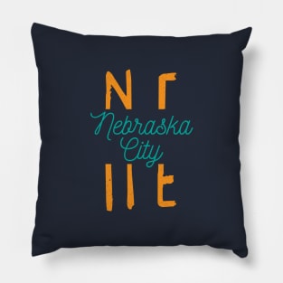 Nebraska City NE Typography Pillow