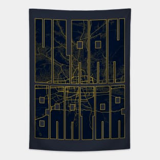 Ulaanbaatar, Mongolia City Map Typography - Gold Art Deco Tapestry